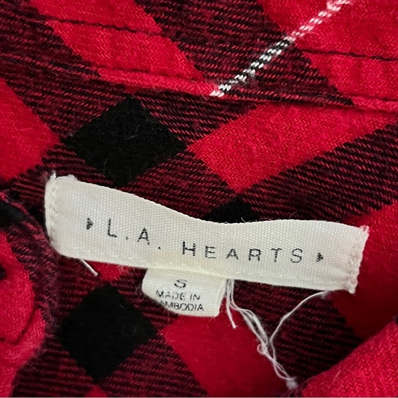 Pacsun LA Hearts Red/Black/White Flannel Button Down Shirt - Picture 3 of 4